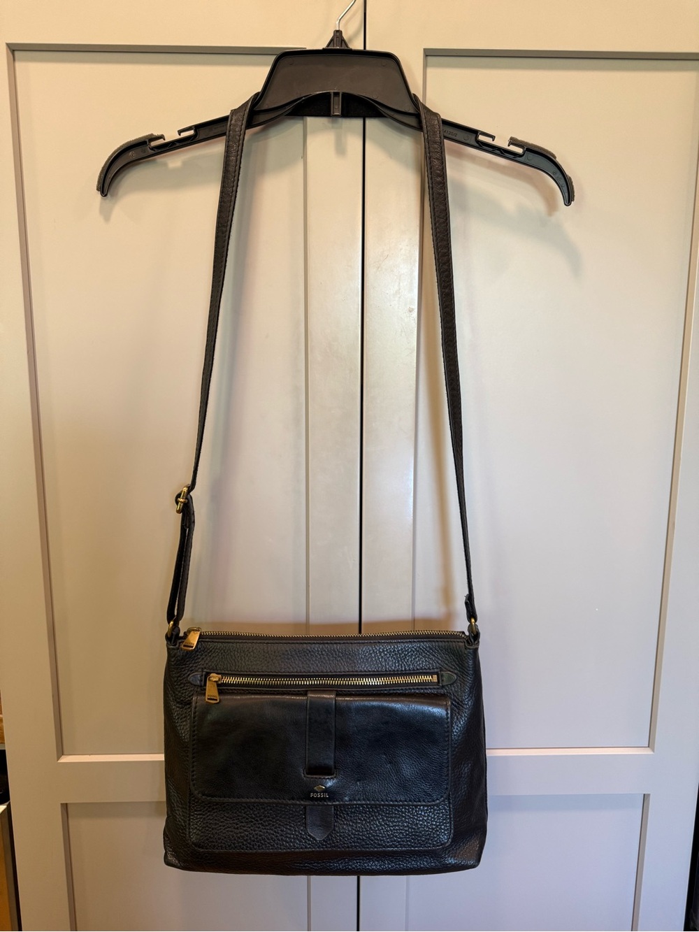 Fossil Black Handbag with Gold Hardware